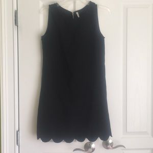 Preppy Black Scalloped Dress